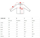 Sizing chart for Romanian Army Parka M93 showing measurements for pit to pit, shoulders, sleeve, and length in inches.