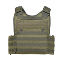 Olive green MIL-TEC tactical military plate carrier vest with MOLLE webbing and adjustable straps for combat use