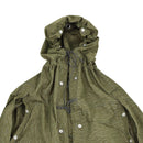 East Germany NVA shelter half with raindrop camouflage, hooded waterproof canvas, buttoned for versatile military use.