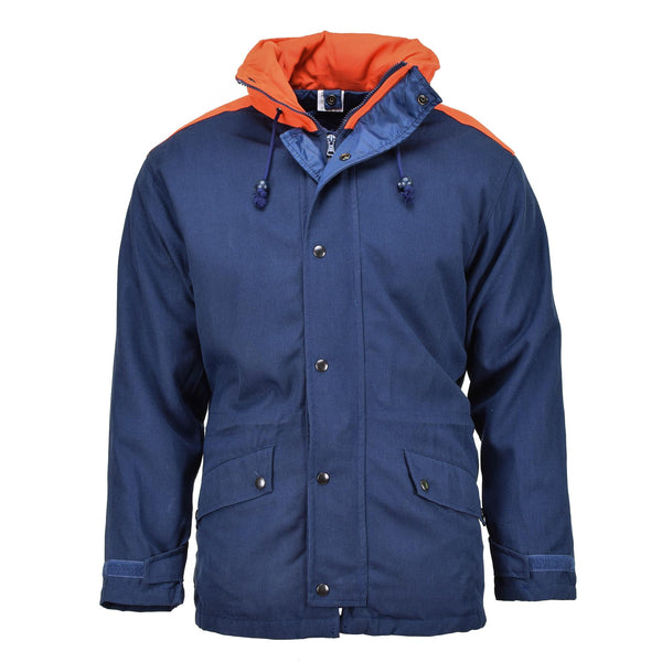 Original italienische dreischichtige Marine Parka Jacke mit Kapuze Vintage wasserdicht NEU