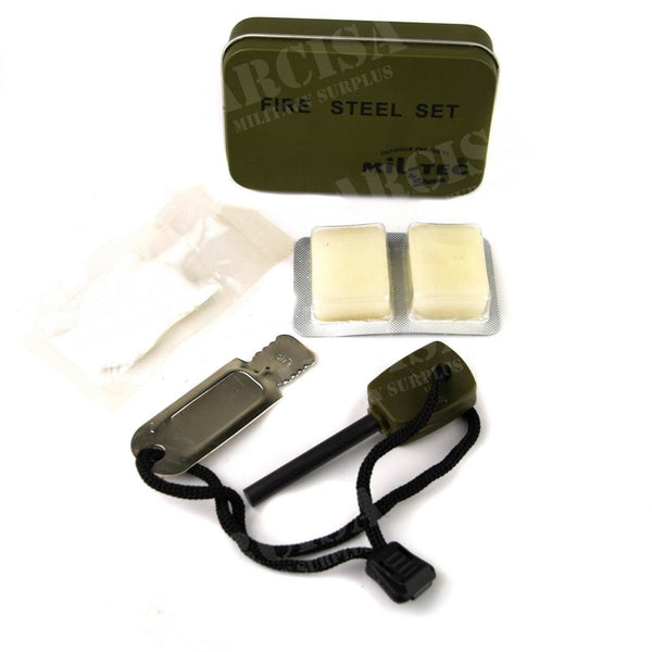Original Mil-Tec Feuerstarterset Survival Hochwertiges Feuerstahlset im Karton