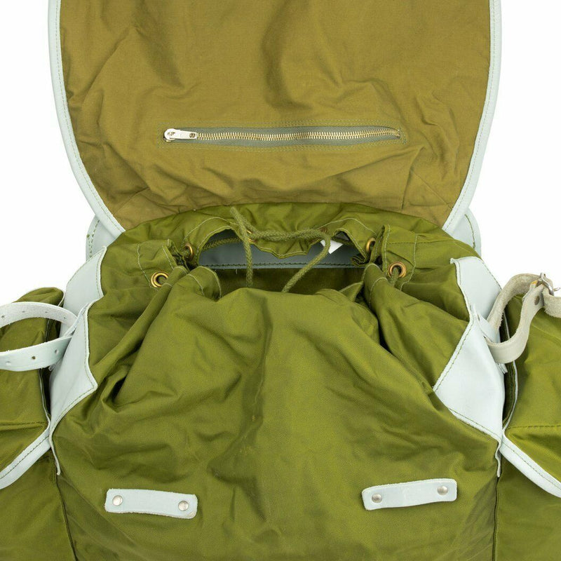 Echter norwegischer Militär-Rucksack mit Rahmen, Armee-Canvas-Leder-Rucksack