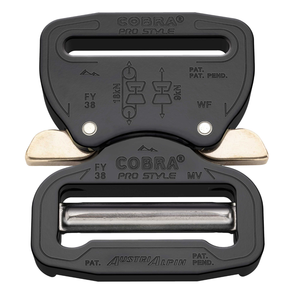 AustriAlpin COBRA PRO STYLE Gürtelschnalle 38 mm XL Aluminium Schnellverschluss Schwarz