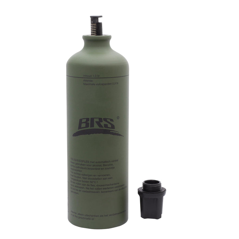 BRS Aluminium 1Liter Flüssigbrennstoffflasche Leichtbauweise Schraubverschluss oliv NEU