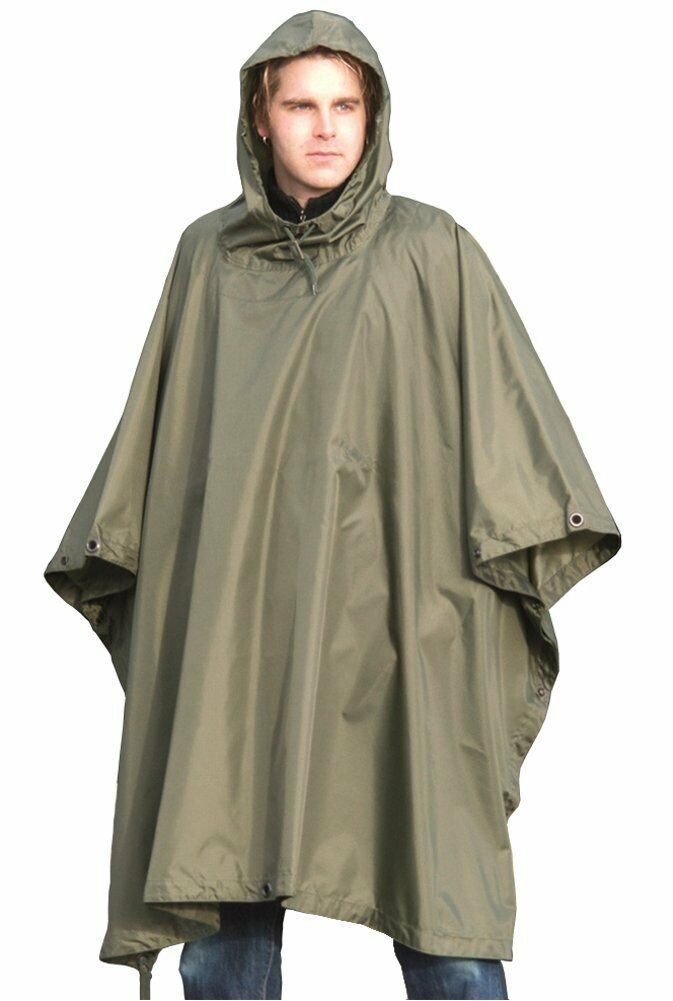 Marke Armee-Stil wasserdicht Regen RipStop Poncho Cape Militär OD olivgrün