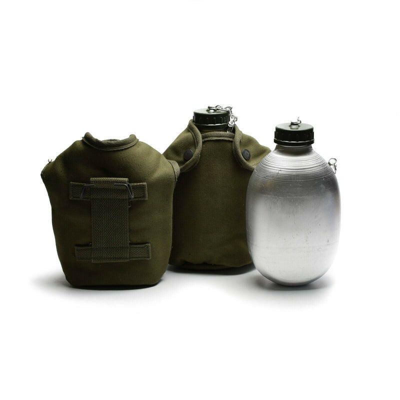 Original Trinkflasche der französischen Armee, Wasserflasche, Feldflasche, Baumwollbeutel, OD NEU