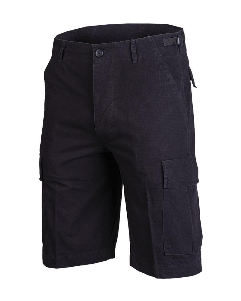 Schwarze, vorgewaschene, leichte Bermudashorts der Marke Mil-Tec im US-Militärstil