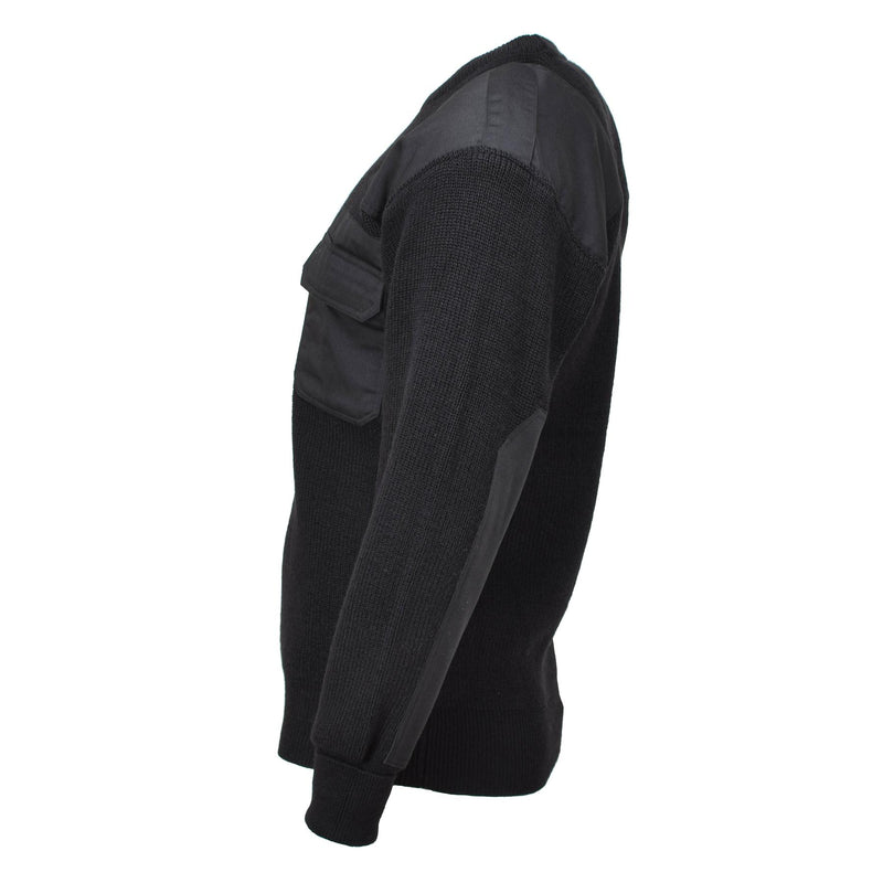 MFH Markenpullover Kommandopullover Rippenstrick Wollverstärkter Pullover schwarz NEU