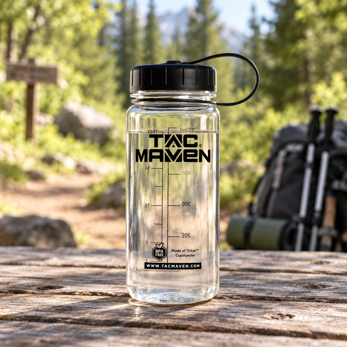 Pentagon Norman Tritan-Wasserflasche, 550 ml, wiederverwendbar, Camping, transparent