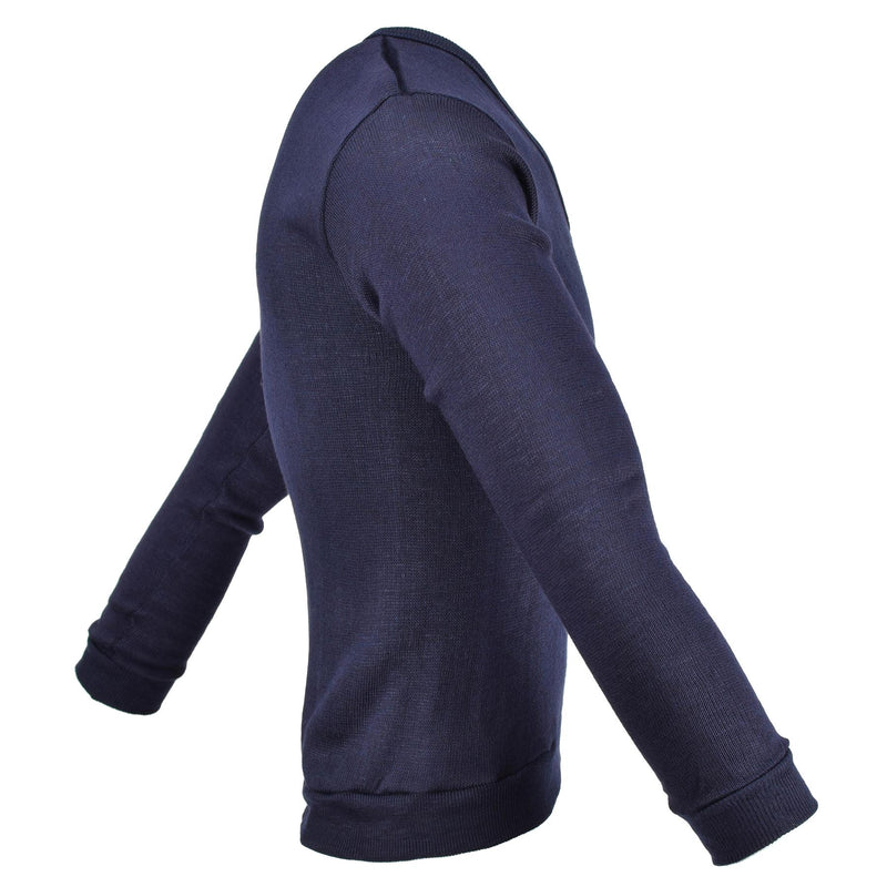 Originales Army-Sweatshirt aus blauem Jersey der französischen Militärschule mit V-Ausschnitt