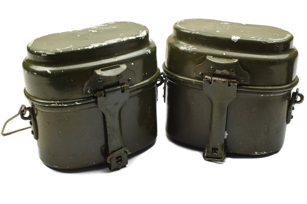 Echtes Essgeschirr der ungarischen Armee. Aluminium-Militär-Bowlertopf, 2-teiliges Set