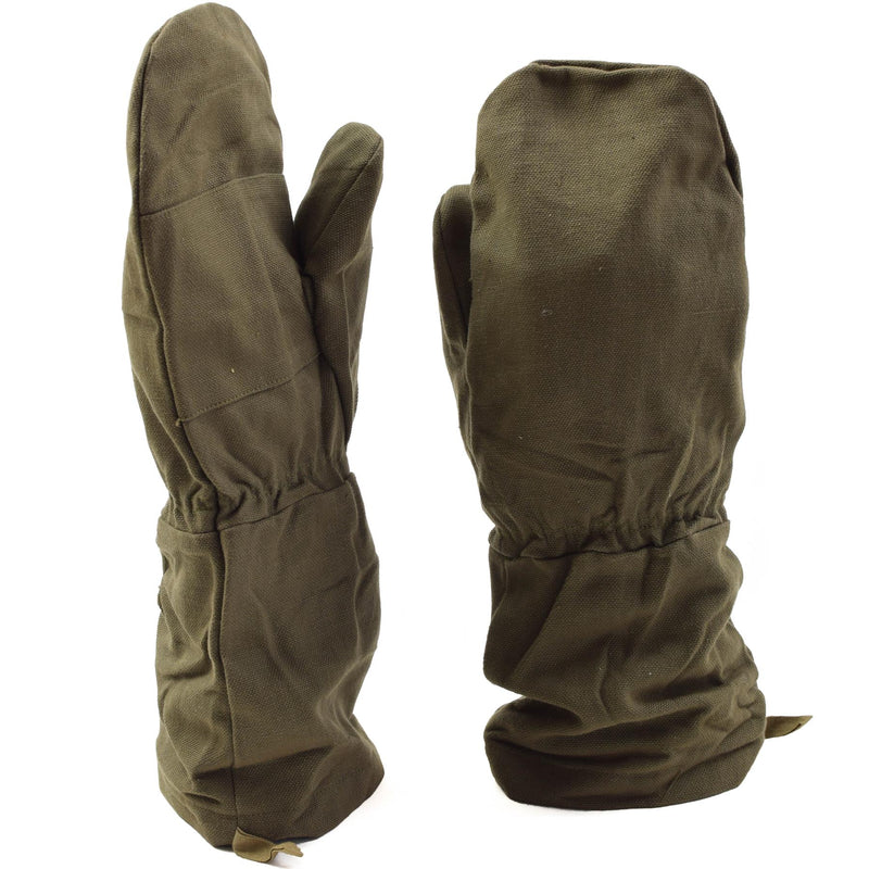Echte französische Armee-Fäustlinge, Baumwollhandschuhe, olivgrün, OD, strapazierfähige Arbeitskleidung, Militär, NEU