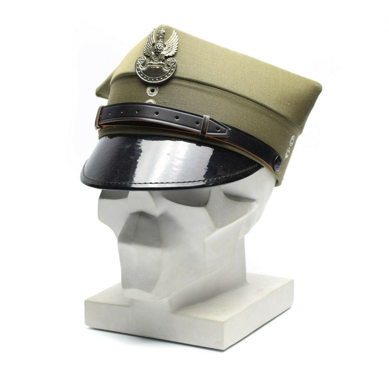 Echte polnische Militär-Schirmmütze, polnischer Armeeoffizier, Schirmmütze, Olivgrün, NEU