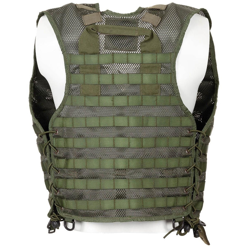 Original holländisches Militär-Westenset in Olivgrün, 7-teilig, modulare Molle-Taschen im Waldtarnmuster