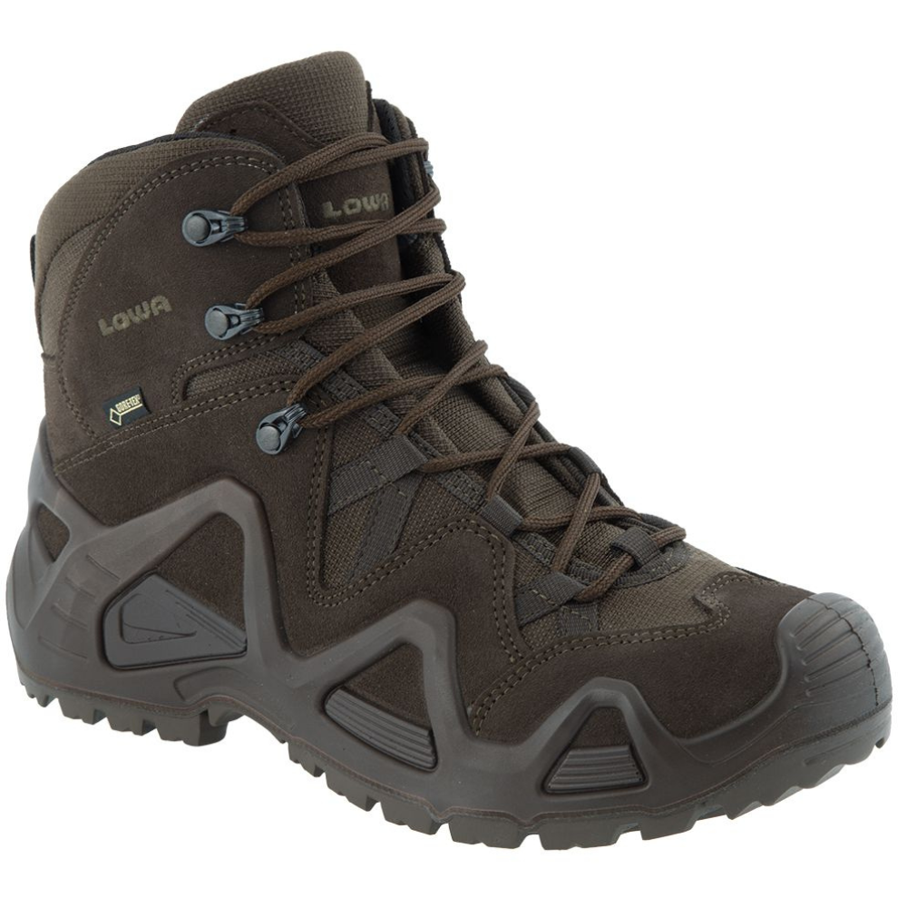Lowa Zephyr GTX Mid TF Taktische Stiefel, wasserdicht, gepolsterter Schaft, dunkelbraun