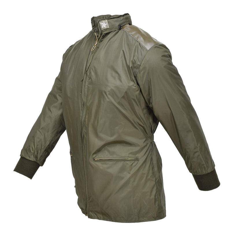 Original italienische Militär-Luftstreitkräfte-Regenjacke mit Kapuze und Futter aus olivgrünem Regenmantel NEU