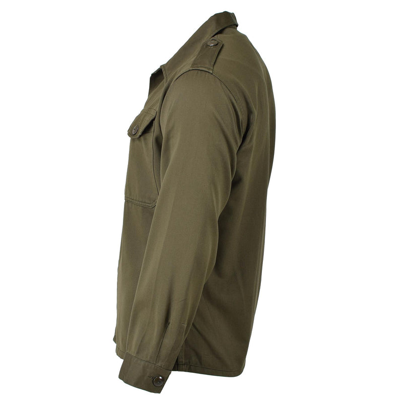 Original österreichisches Militär-Hemdkleid in Olivgrün mit langen Ärmeln, lässig, leicht, NEU
