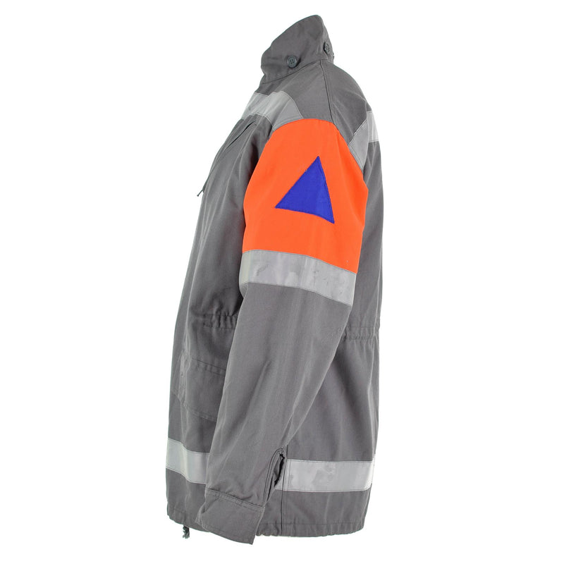 Original tschechische Armeejacke CZ Zivilschutz graues Feld Überschuss Reflektorband