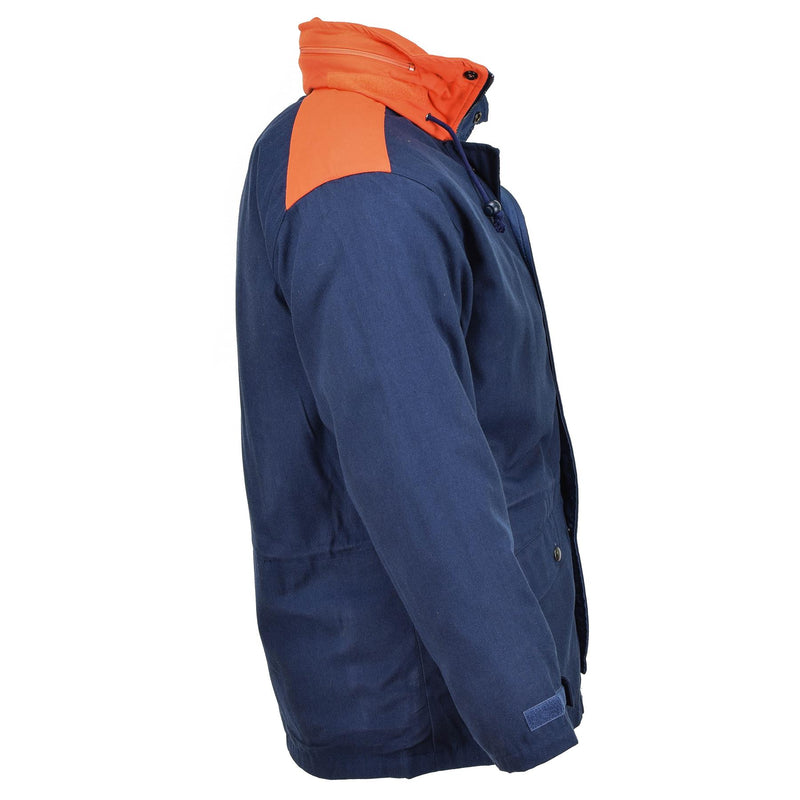 Original italienische dreischichtige Marine Parka Jacke mit Kapuze Vintage wasserdicht NEU