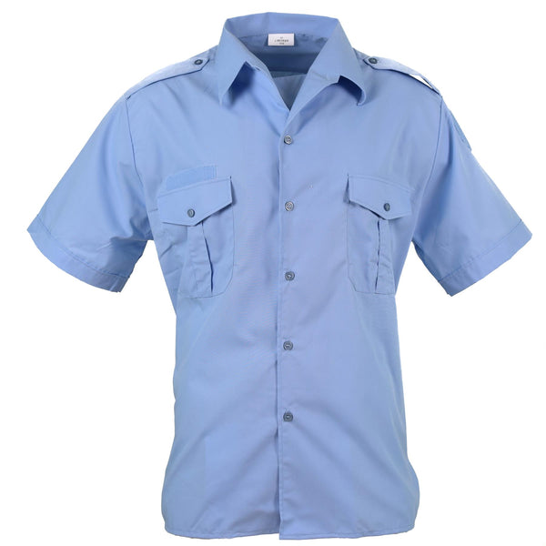 Original französische Militärpolizei, kurzärmeliges Hemd „Gendarme“ aus blauer Baumwolle, NEU
