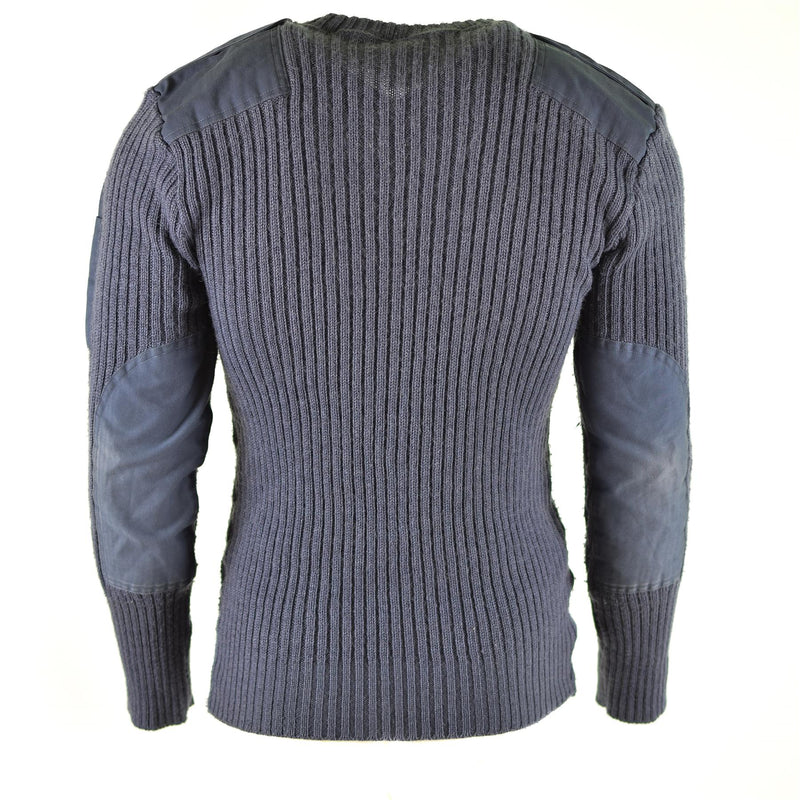 Original britische Armee Pullover Commando Jumper blau grau Pullover Wolle V-Ausschnitt