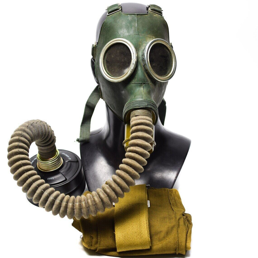 Original sowjetische GP-4-Gasmaske aus den 1960er-Jahren, Vintage-Militär-Überschussset aus grauem Gummi