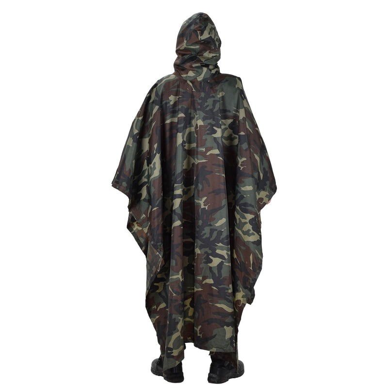 Original türkischer Militär-Camouflage-Poncho, wasserabweisend, Ripstop, mit Kapuze, Armee-