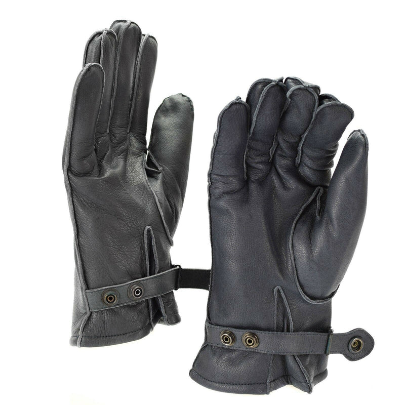 Echte deutsche Polizei Lederhandschuhe Patrouille grau gefüttert Wolle 100 % winterwarm NEU