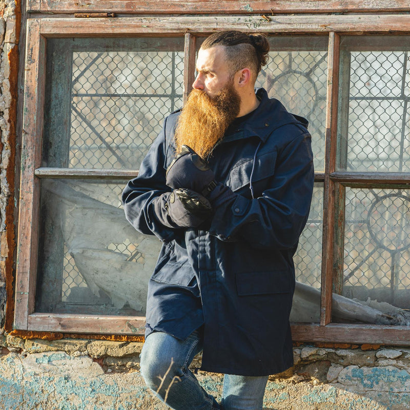 Original niederländischer Militäroffizier-Parka mit Kapuze, winddichter Armee-Regenmantel, einfarbig blau