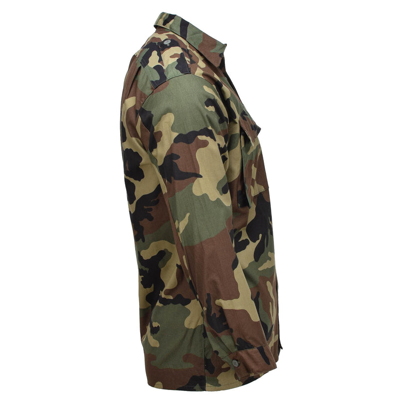 Original kroatisches Militärhemd aus Baumwolle, BDU, Woodland-Camouflage, Armee-Überschuss, NEU