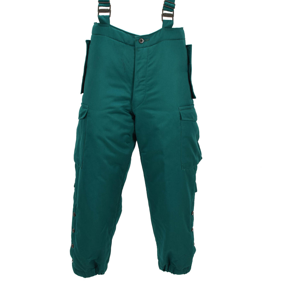 Original österreichische Militär-Thermo-Trägerhose für kaltes Wetter, isoliert, grün