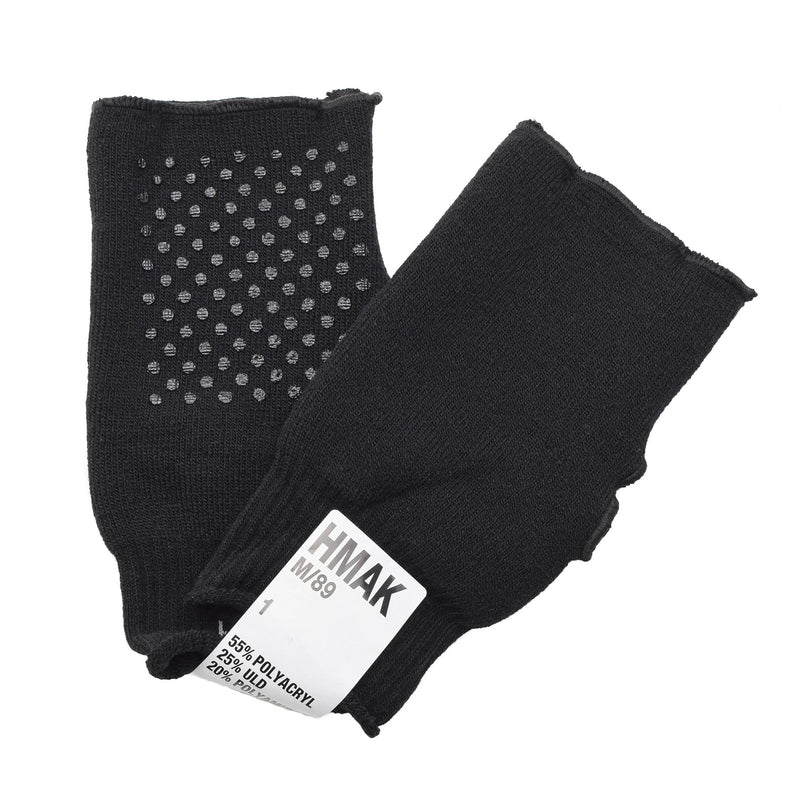 Original dänische Militärhandschuhe schwarz wärmer fingerlos rutschfeste Handfläche Armee NEU
