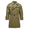 Original spanischer Militär-Trenchcoat aus Gabardine, formelles Feldbeige