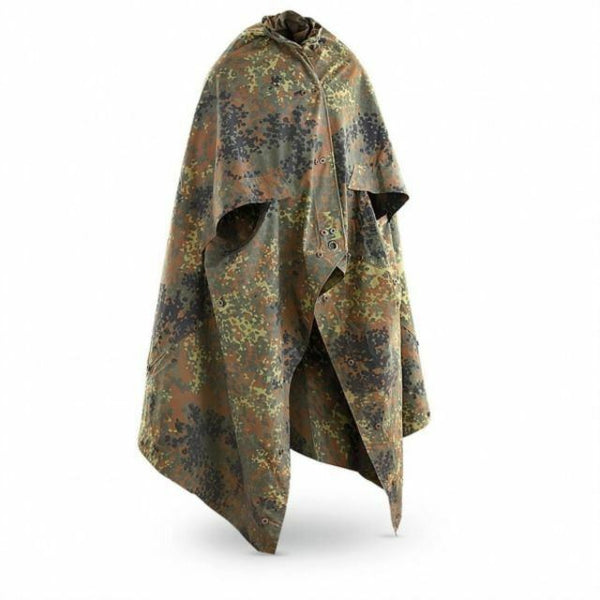 Original Bundeswehr Shelter Halbplane wasserdichter Poncho aus Canvas mit Zeltstangen