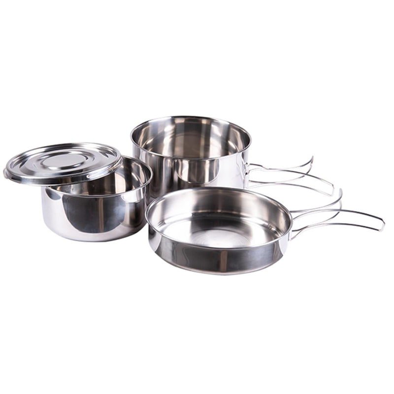MIL-TEC Kochset Edelstahl 4 teilig Kochgeschirr Camping Outdoor Geschirr