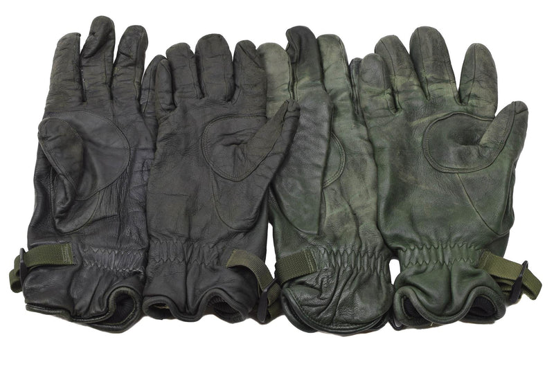 Original Britische Militär MK II Lederhandschuhe gefüttert dunkelgrün Handschutz