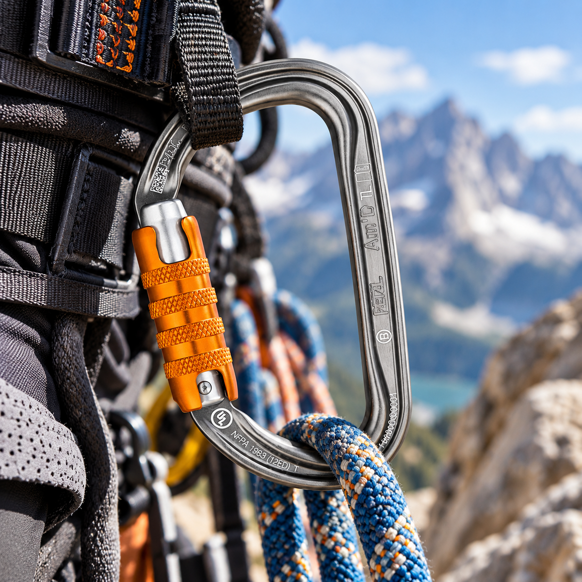 PETZL Am'D TRIACT-LOCK Aluminiumkarabiner Kletterautomatikschloss Grau 27kN