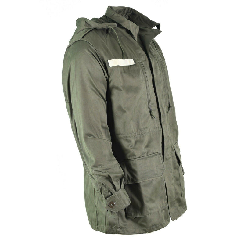 Original französische Armee Olive OD Jacke Müdigkeit Kampf Militär Kapuzenparka Satin
