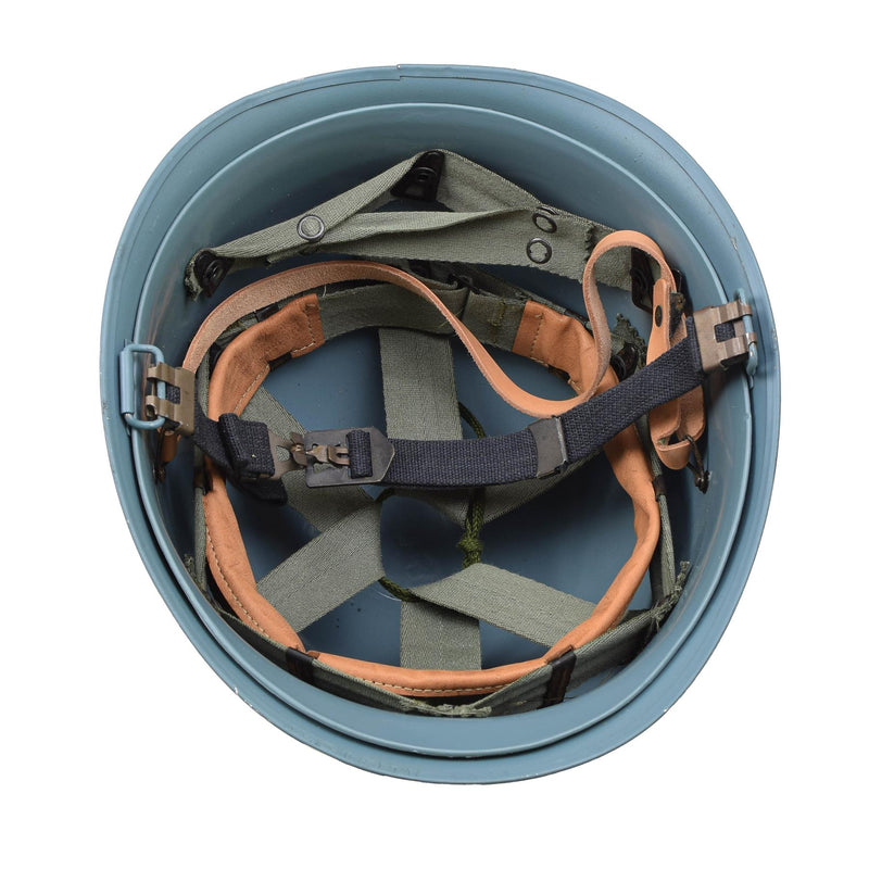 Original belgischer Militärstahlhelm M51 taktischer Kampfinnenschutz aus PVC Hellblau