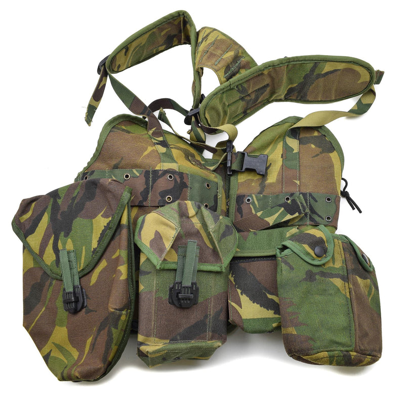 Original niederländisches militärisches taktisches Westenset Woodland altes Modell Alice Clip-Beutel