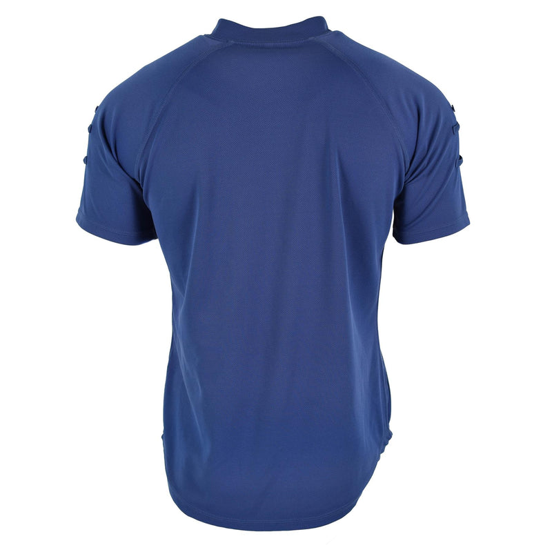 Original britisches Polizei-T-Shirt, blaues, atmungsaktives Material, Frontreißverschluss, Schutzhemd