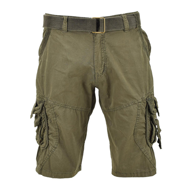 Vorgewaschene olivgrüne Kampfshorts der Marke Mil-Tec im Vintage-Stil des deutschen Militärs