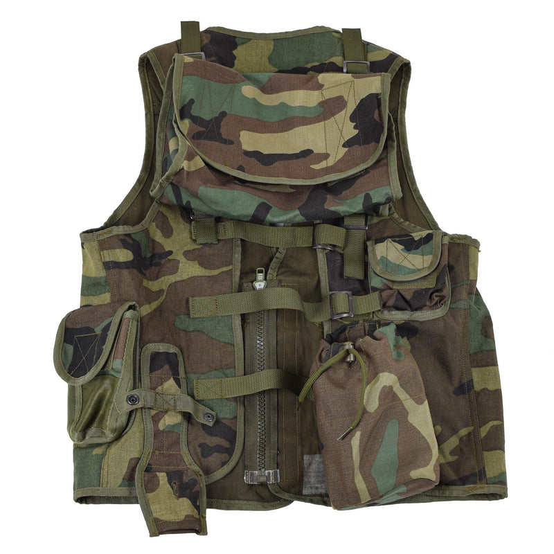 Original NATO taktische Weste Waldtarnung mehrere Taschen Feld Armee NEU