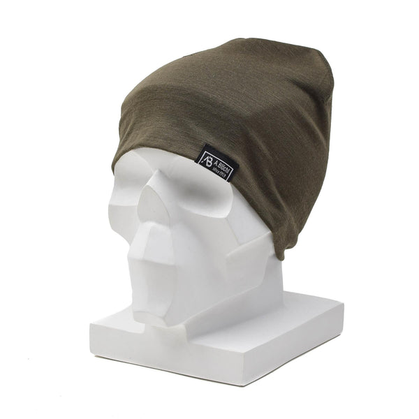 A.Blochl leichte Beanie Merinowolle Sport Outdoor Kopfbedeckung Mütze oliv