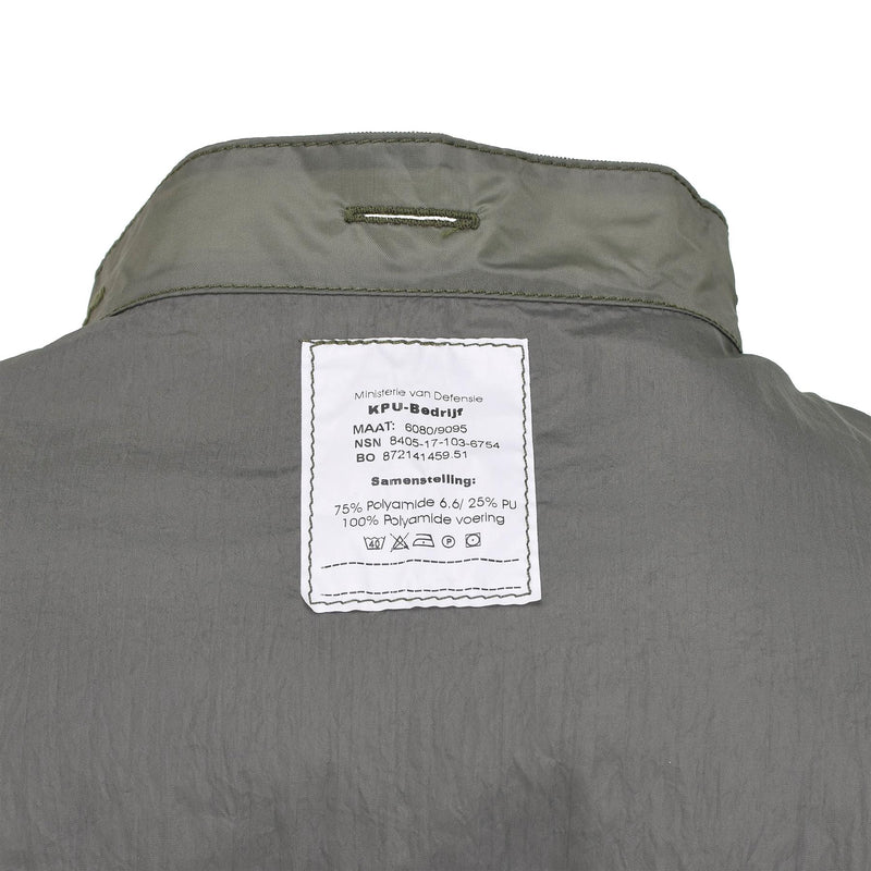 Original niederländische Militär-Innenjacke, wasserdicht, versiegelte Nähte, Kampfjacke, Olivgrün