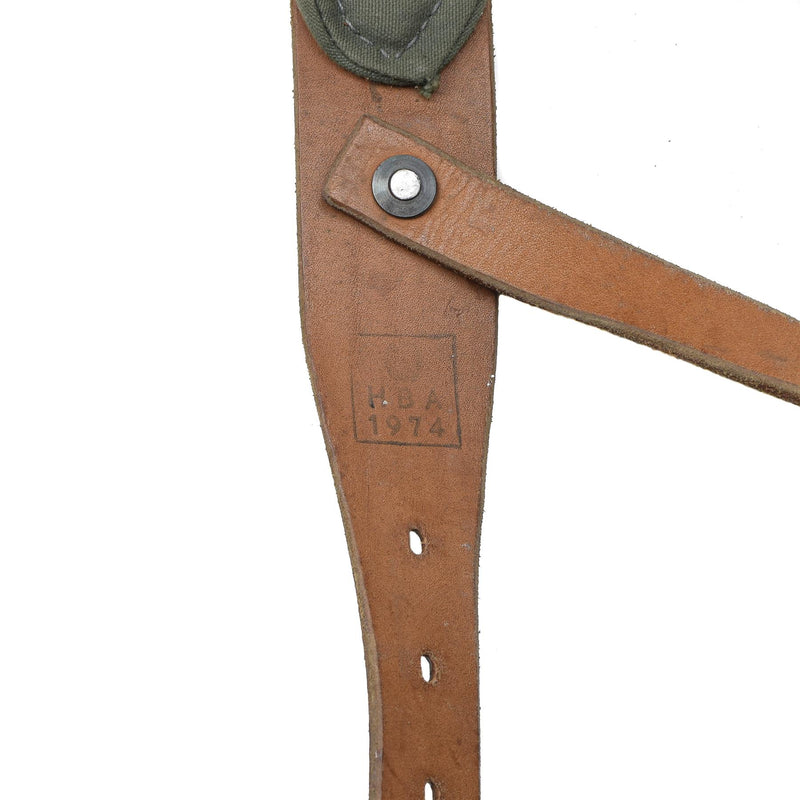 Original österreichische Armee Y-Strap Hosenträger aus echtem Leder Vintage Militär Überschuss