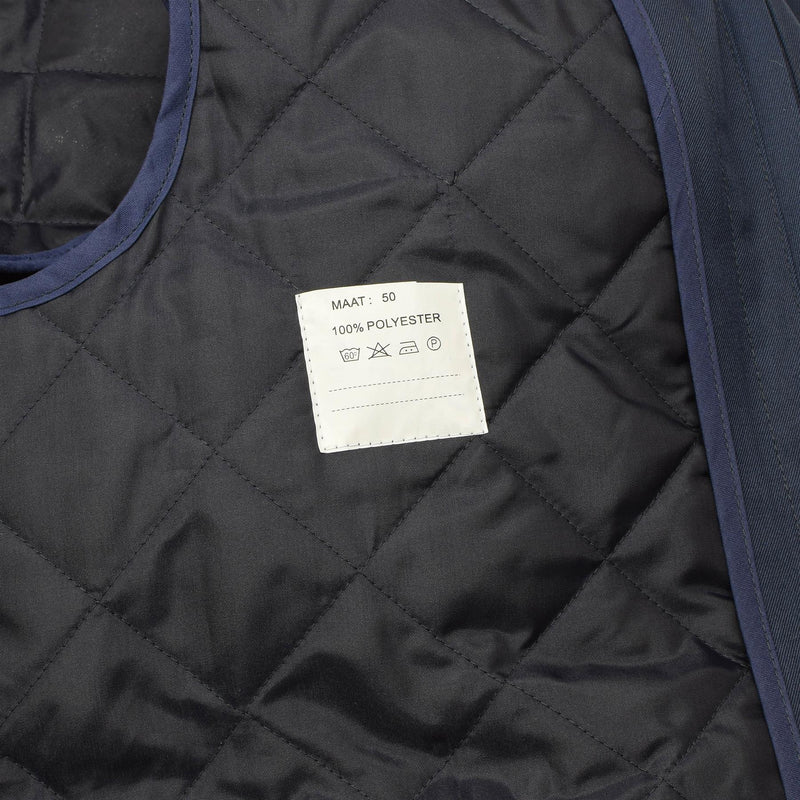 Original niederländischer Militär-Trenchcoat für Damen, einfarbig blau, Regenmantel mit gestepptem Futter