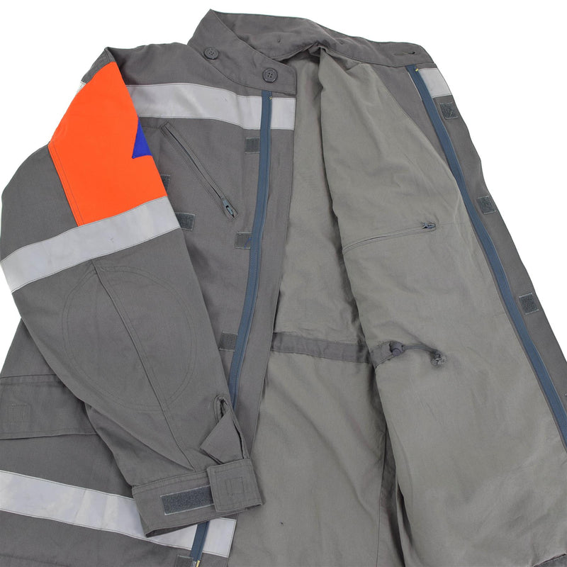 Original tschechische Armeejacke CZ Zivilschutz graues Feld Überschuss Reflektorband