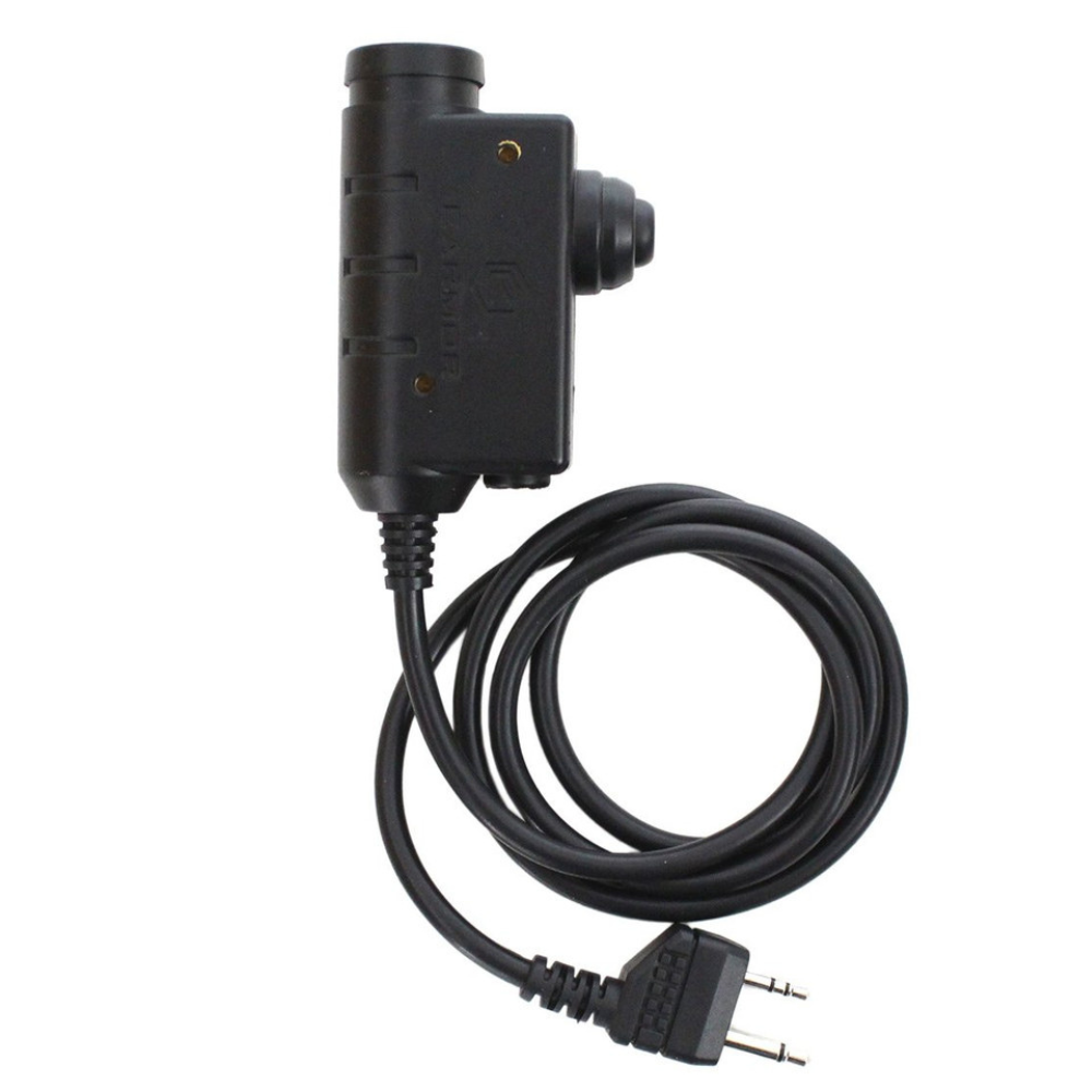 Earmor M52 PTT-Adapter Midland 2-poliges kabelgebundenes taktisches Headset-Kabel Schwarz