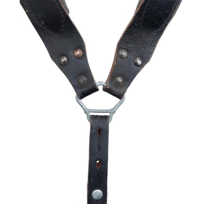 Original österreichische Armee Y-Strap Hosenträger aus echtem Leder Vintage Militär Überschuss